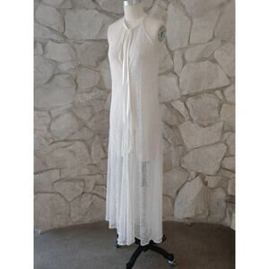 Lace halter mock neck nightgown boudoir peignoir dressing gown